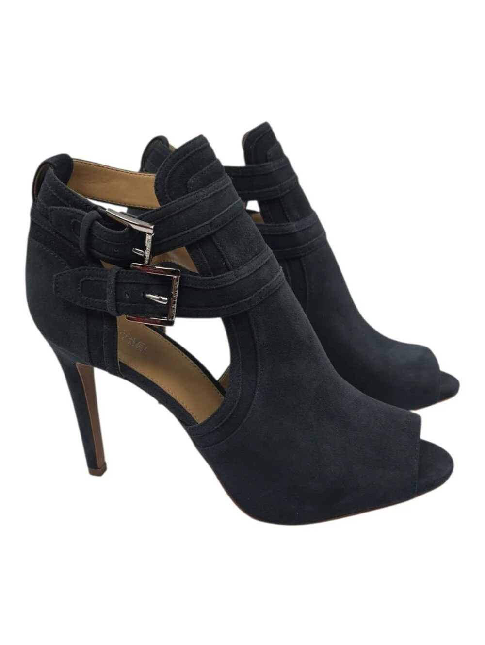Michael Kors Navy Suede Peep Toe Booties 9.5